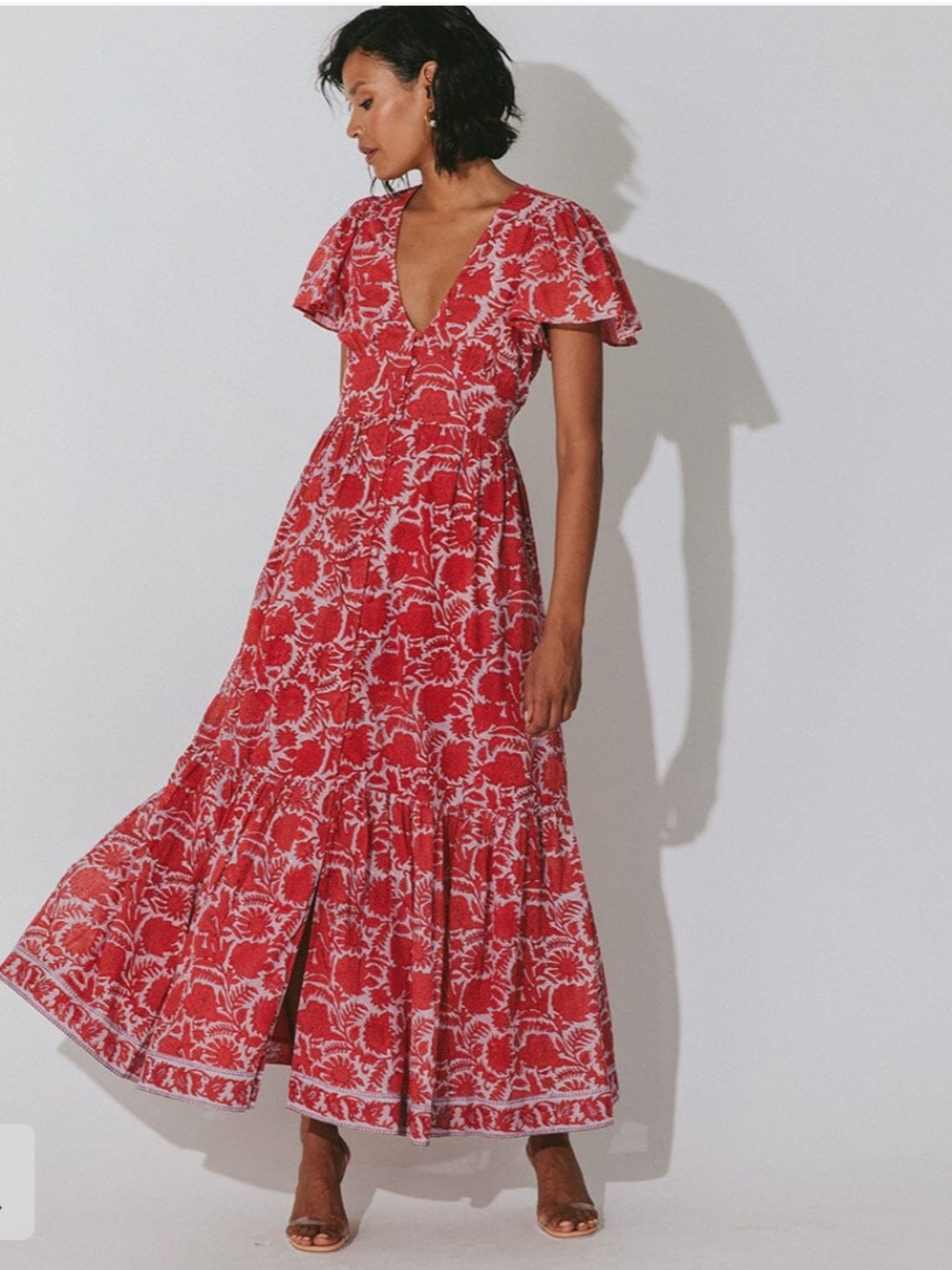 Cleobella Sasha Ankle Maxi dress in red sz M
